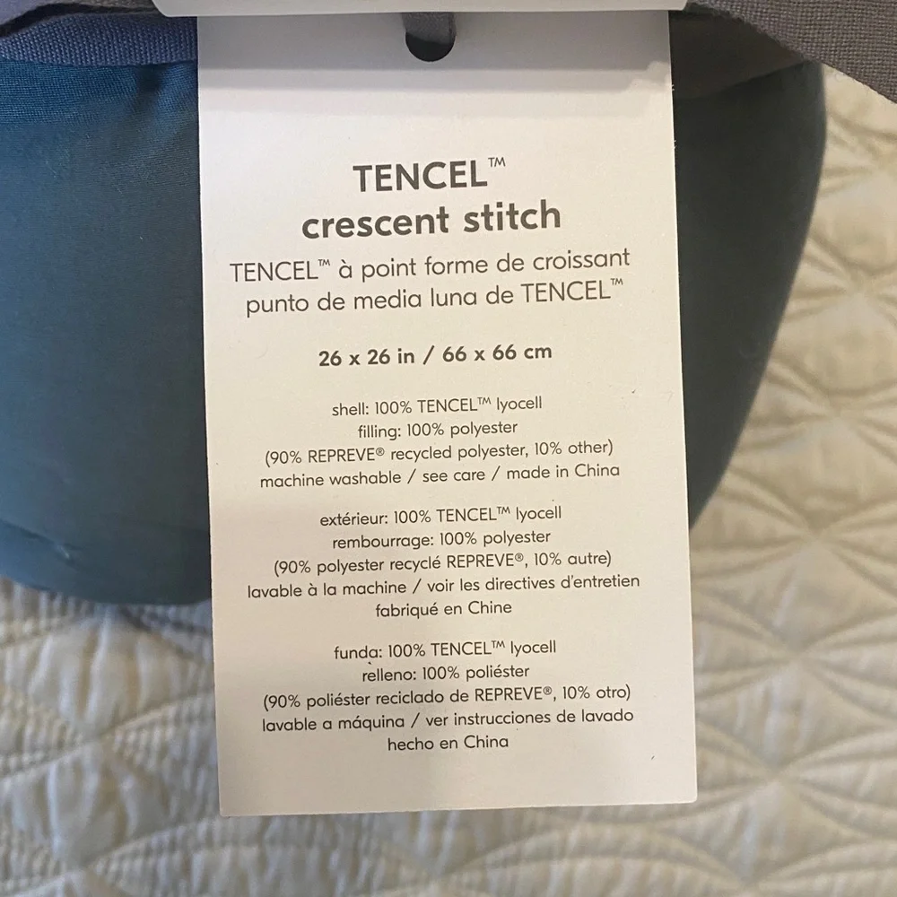 NEW✨West Elm Tencel Crescent Stitch Euro Sham in Slate Blue Gray